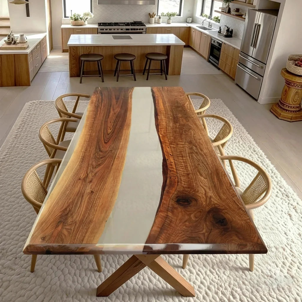 Aspen Walnut Transparent Resin Dining Table by Thomas Dawn