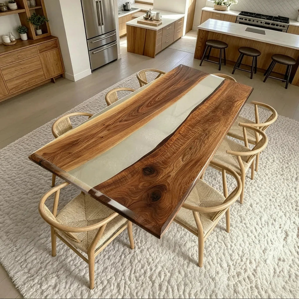Aspen Walnut Transparent Resin Dining Table by Thomas Dawn
