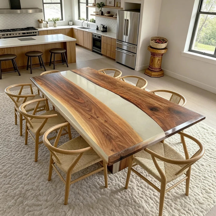 Aspen Walnut Transparent Resin Dining Table by Thomas Dawn