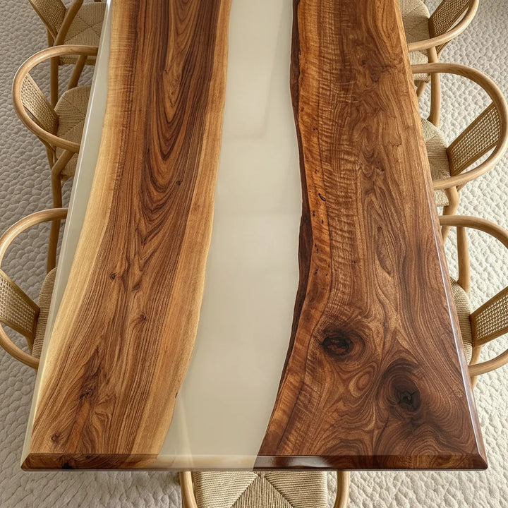 Aspen Walnut Transparent Resin Dining Table by Thomas Dawn