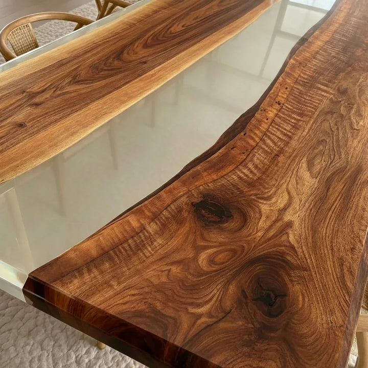 Aspen Walnut Transparent Resin Dining Table by Thomas Dawn