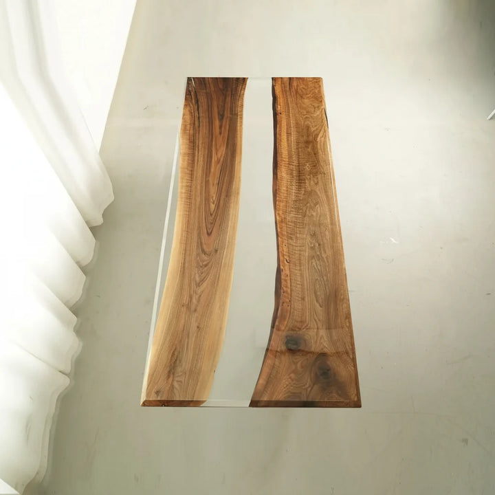 Aspen Walnut Transparent Resin Dining Table by Thomas Dawn
