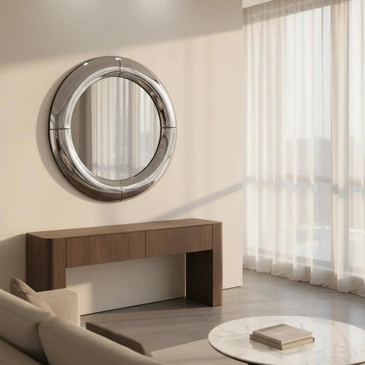 Atlas Mirror in Polished Steel by Interior Moderna - view 4