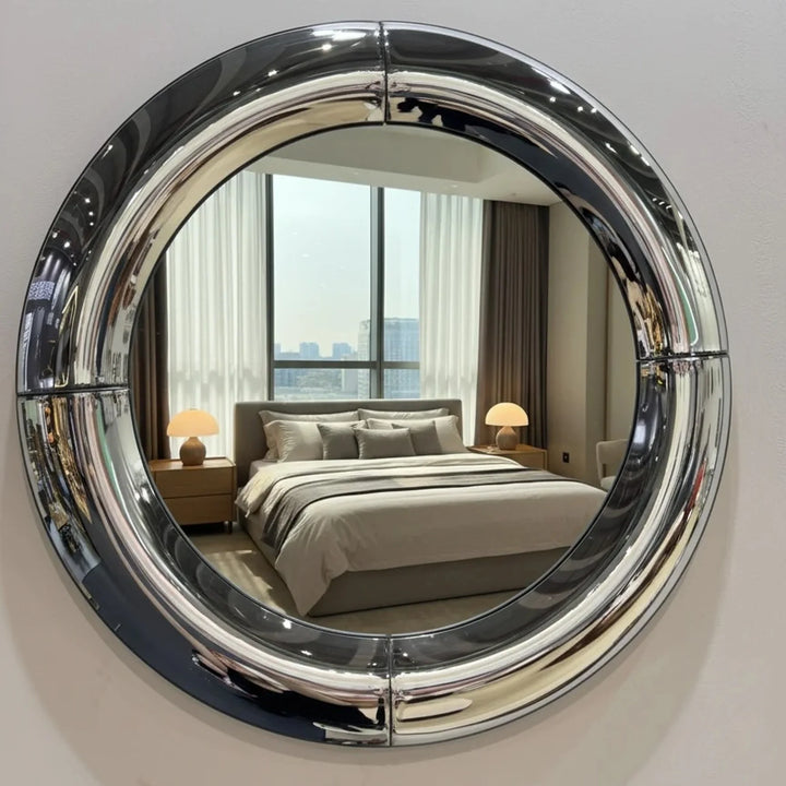 Atlas Mirror in Polished Steel by Interior Moderna - view 3