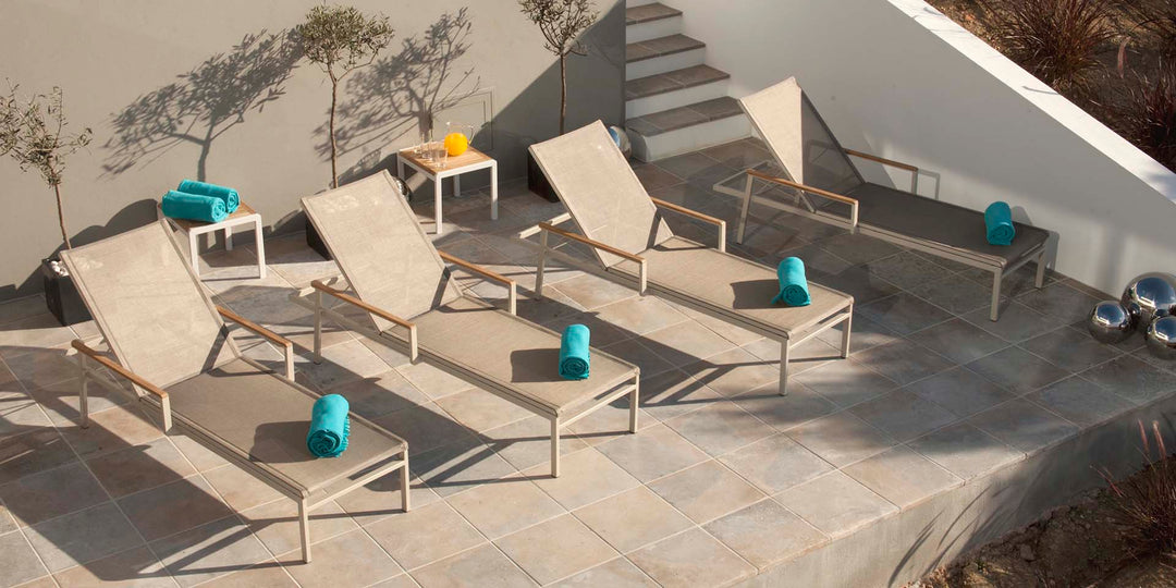 Aura Footstool by Barlow Tyrie – Aura collection lifestyle