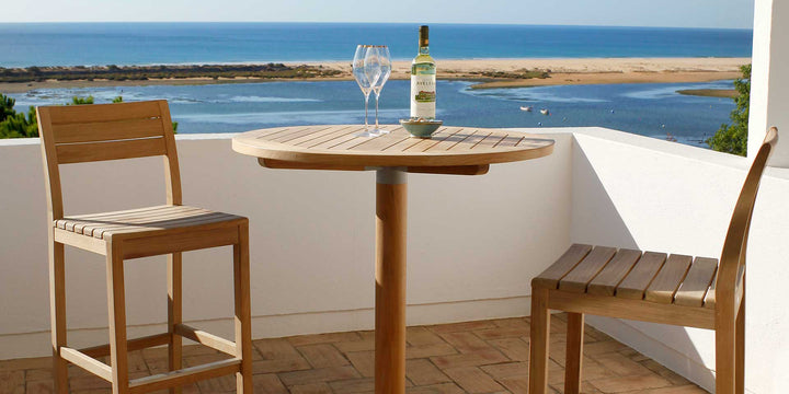 Bermuda Pedestal Table 90 Round by Barlow Tyrie – Bermuda collection lifestyle