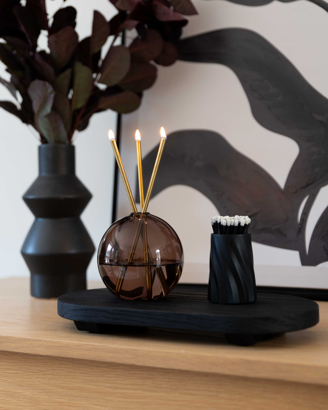 Black Burnt Wood Tray