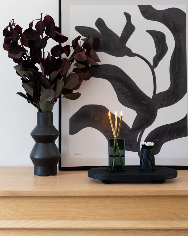 Black Burnt Wood Tray detail