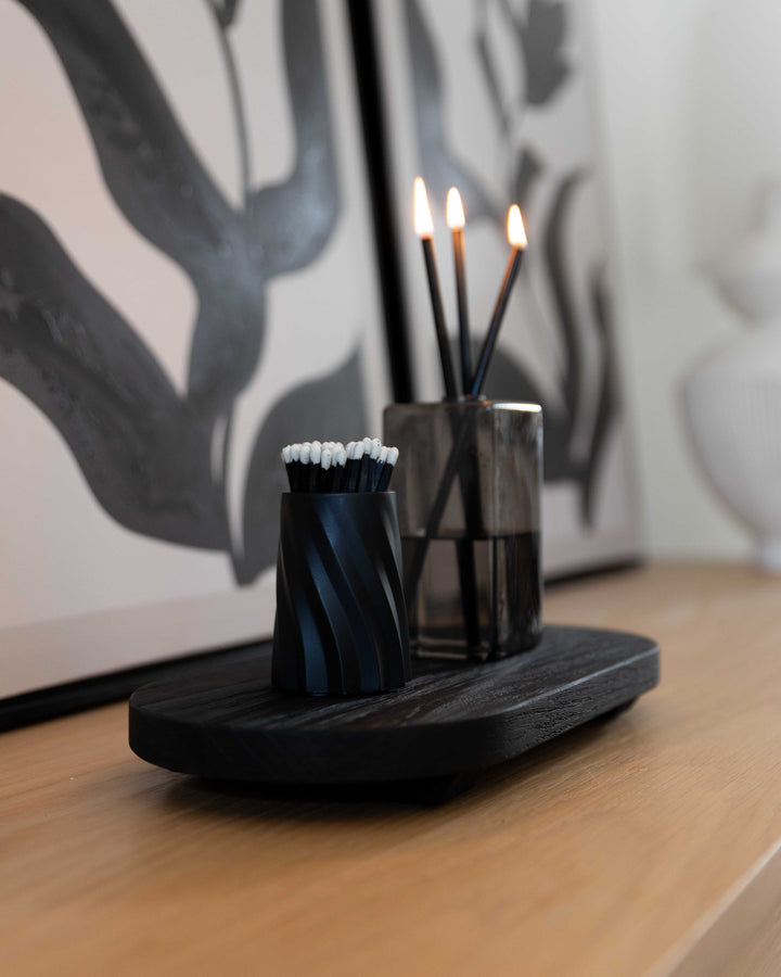 Black Burnt Wood Tray angle