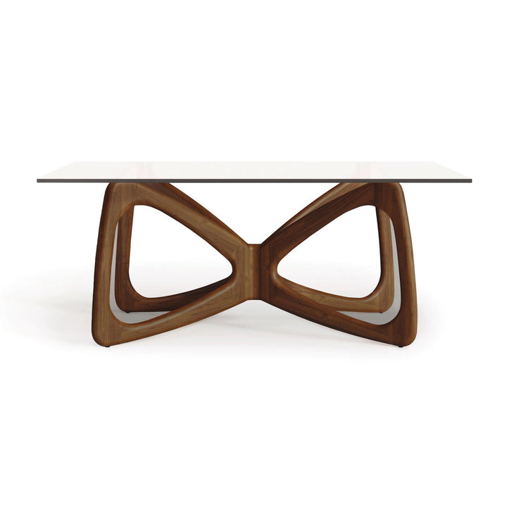 Butterfly Glass Top Dining Table in a modern dining room