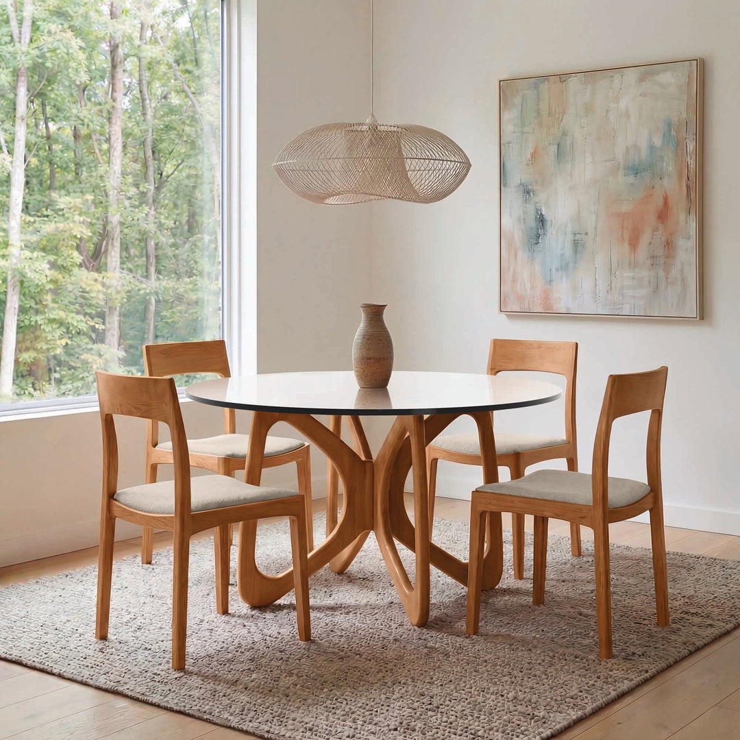 Butterfly Round Glass Top Dining Table detail 7