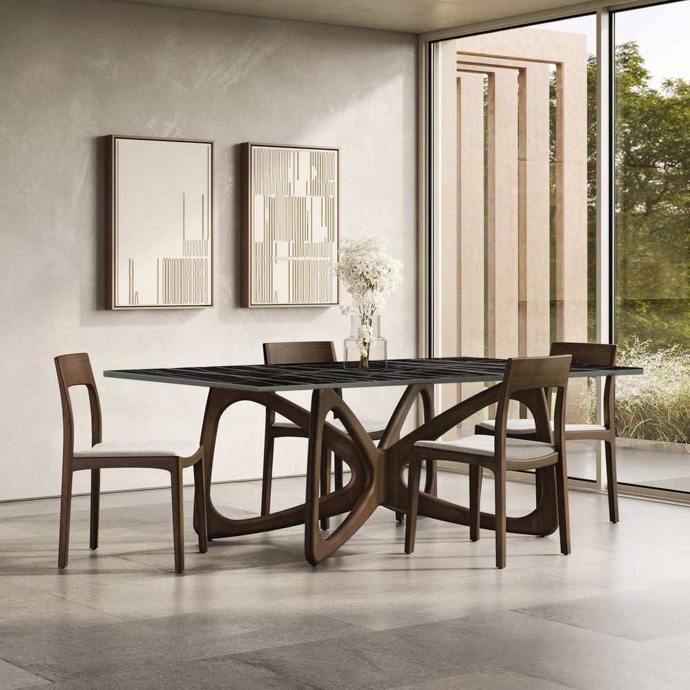 Butterfly Rectangular Sintered Stone Top Table in a modern dining room