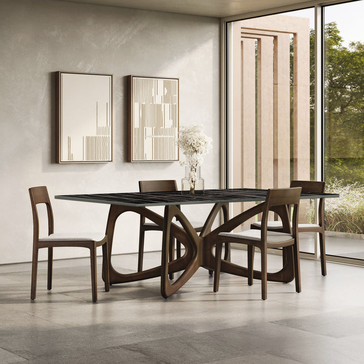 Butterfly Rectangular Sintered Stone Top Table in a modern dining room
