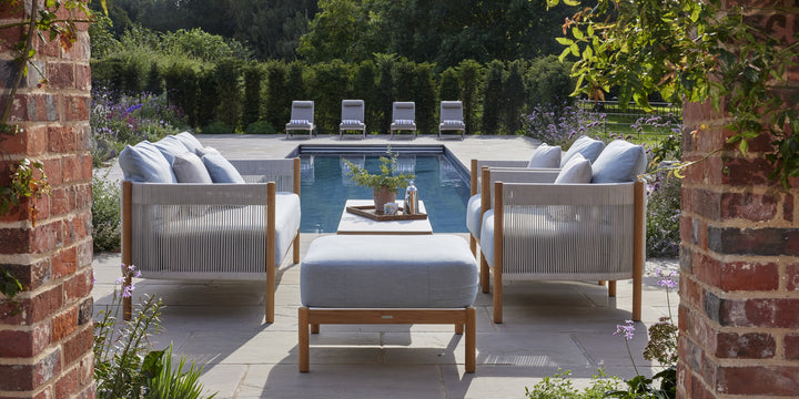 Cocoon Deep Seating Ottoman by Barlow Tyrie – Cocoon collection lifestyle