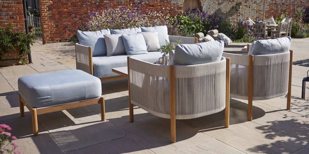 Cocoon Deep Seating Ottoman by Barlow Tyrie – Cocoon collection lifestyle
