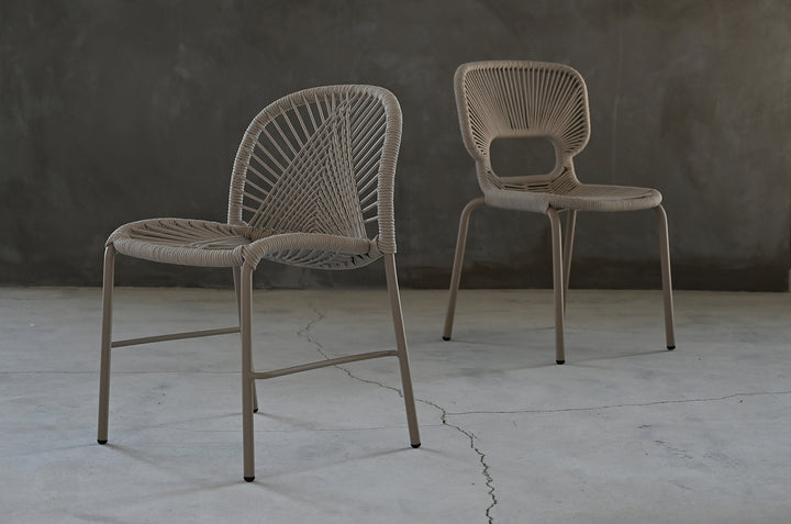 KAMARI Indoor/Outdoor Dining Chair Stackable in Taupe Mobital