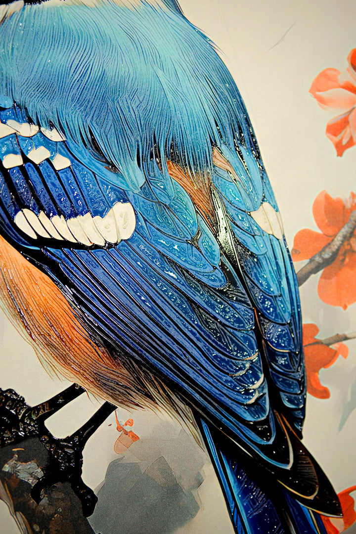 Sapphire Songbird — Haptic 3D Embossed + High-Gloss Lacquer Print Insigne Art Design