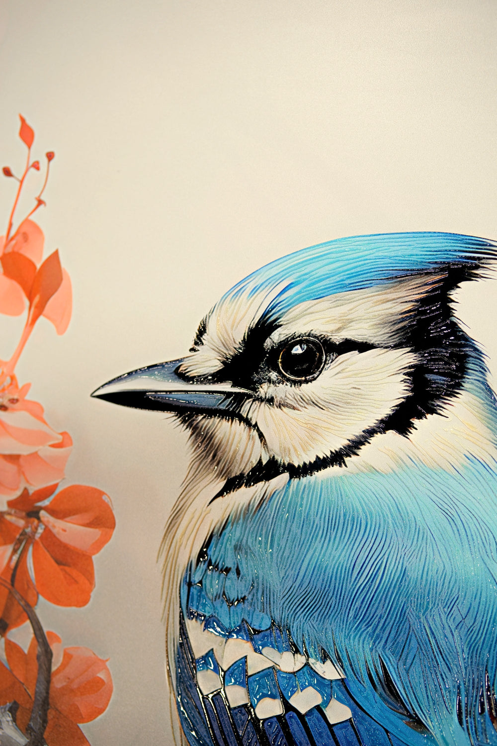 Sapphire Songbird — Haptic 3D Embossed + High-Gloss Lacquer Print Insigne Art Design
