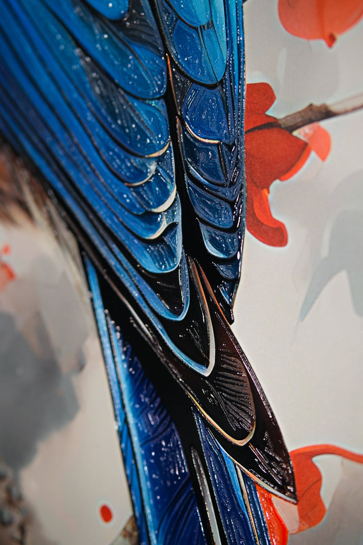Sapphire Songbird — Haptic 3D Embossed + High-Gloss Lacquer Print Insigne Art Design