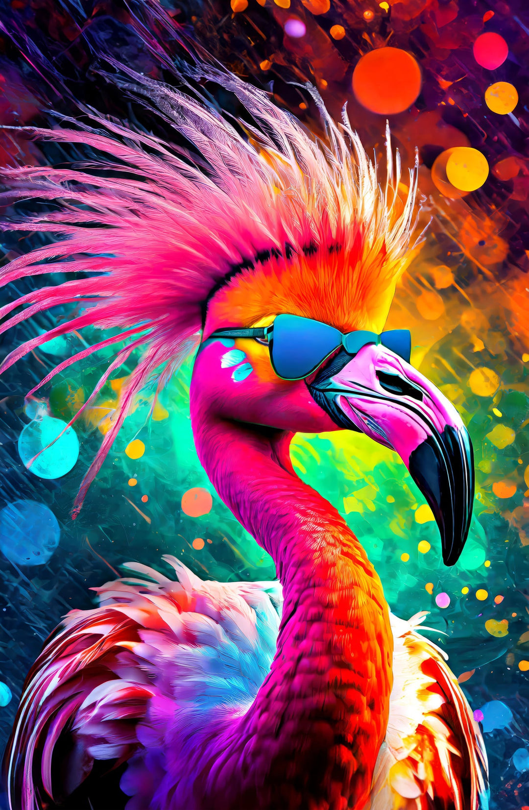 Electric Flamingo Groove — 3D Haptic Embossed High-Gloss Luxury Wall Art Insigne Art Design