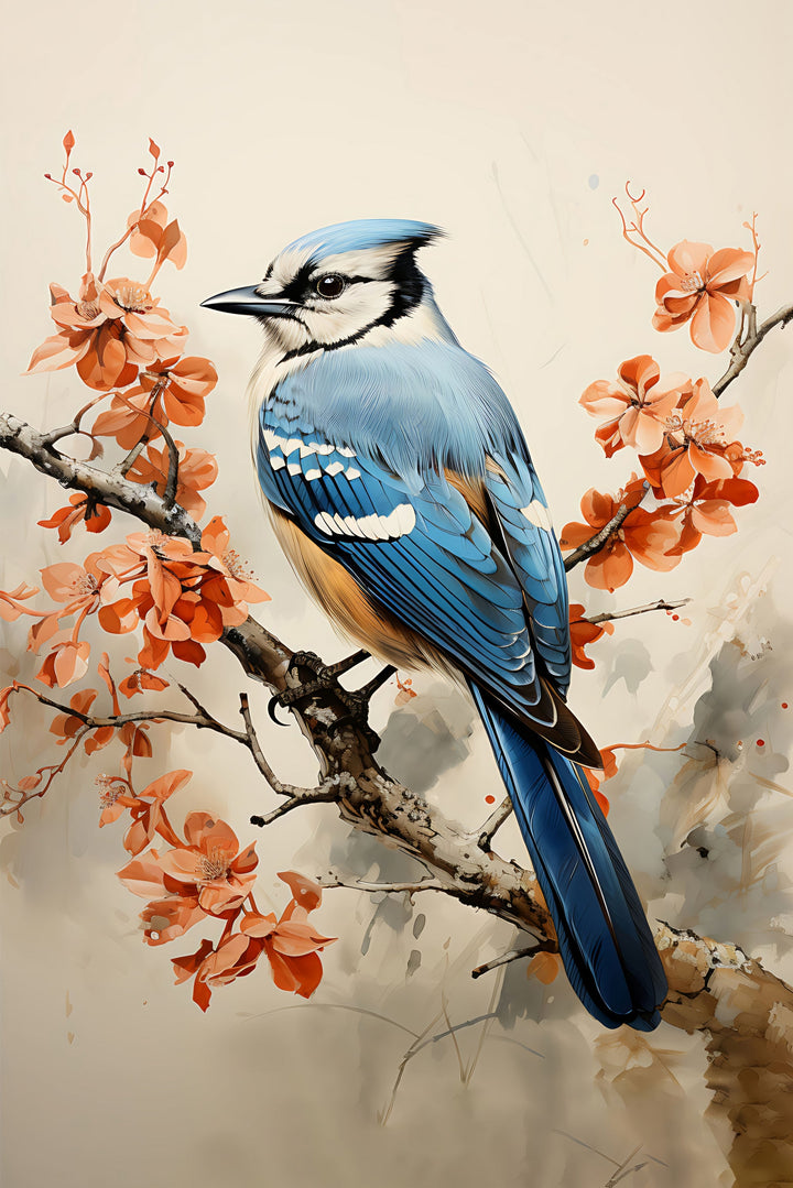 Sapphire Songbird — Haptic 3D Embossed + High-Gloss Lacquer Print Insigne Art Design