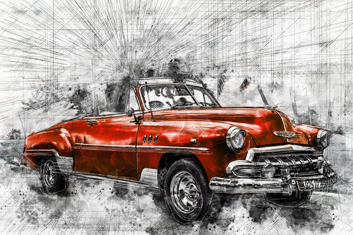 Crimson Chrome Classic — Haptic 3D Embossed + Gloss Lacquer Print Home &amp; Garden > Decor > Artwork > Posters, Prints, &amp; Visual Artwork Insigne Art Design