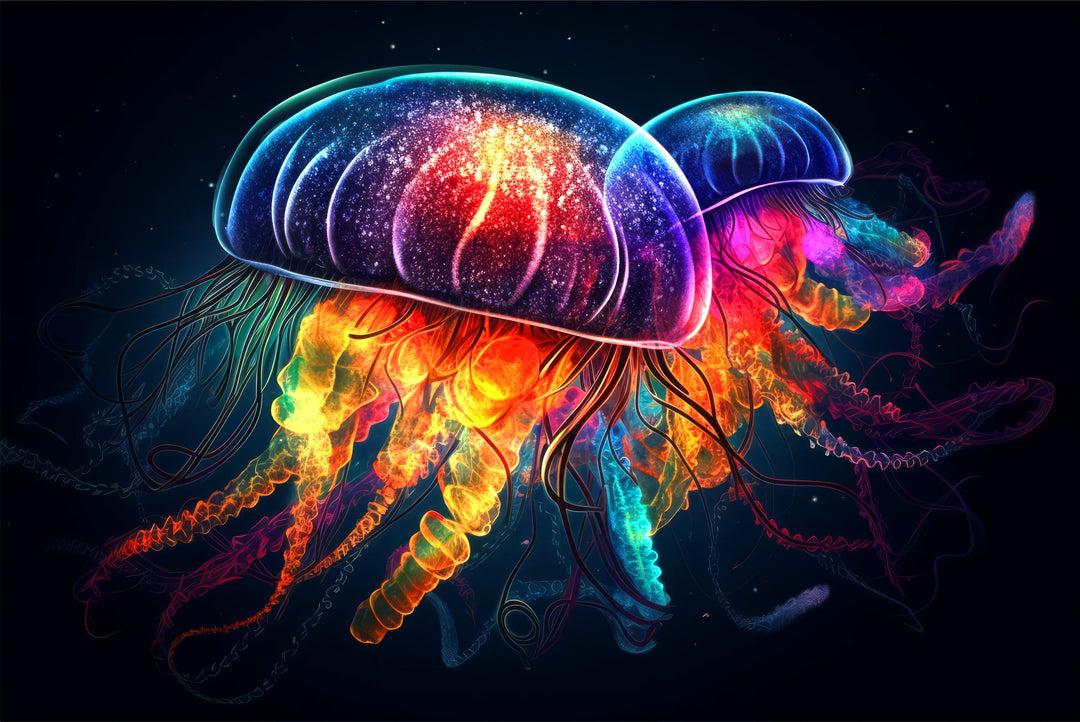 Luminescent Deep-Sea Duo — 3D Haptic Embossed High-Gloss Luxury Wall Art Home & Garden > Decor > Artwork > Posters, Prints, & Visual Artwork Insigne Art Design