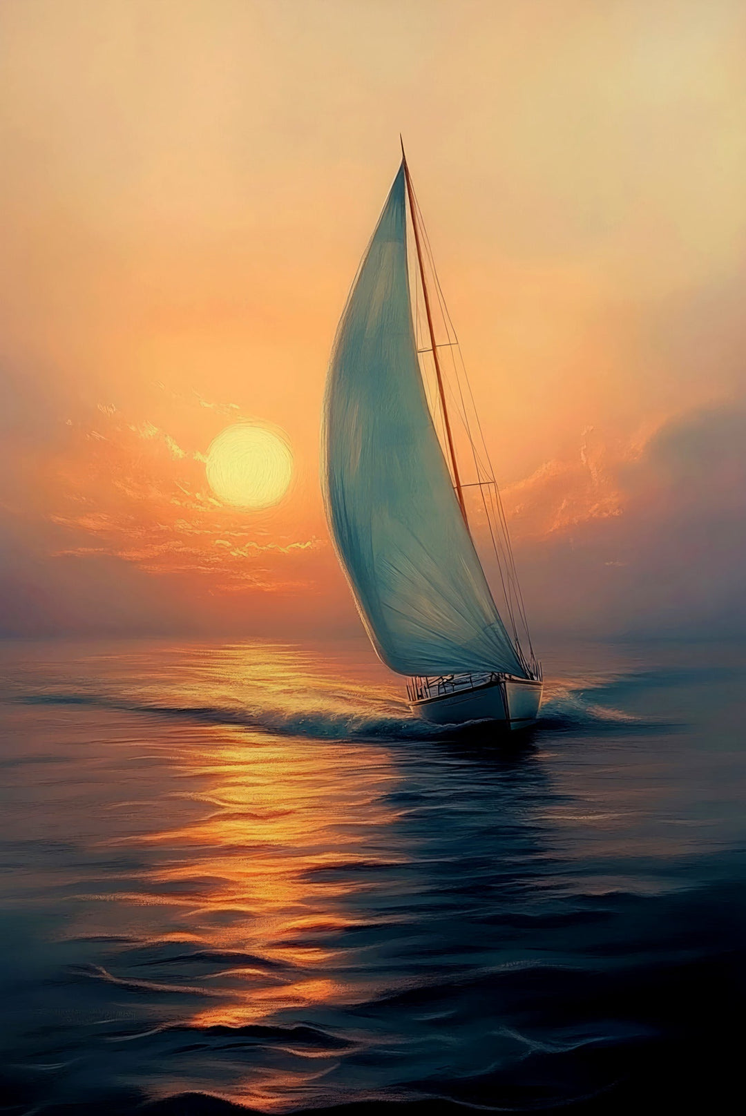 Azure Voyage: Golden Horizon — 3D Haptic Embossed High-Gloss Luxury Wall Art Insigne Art Design
