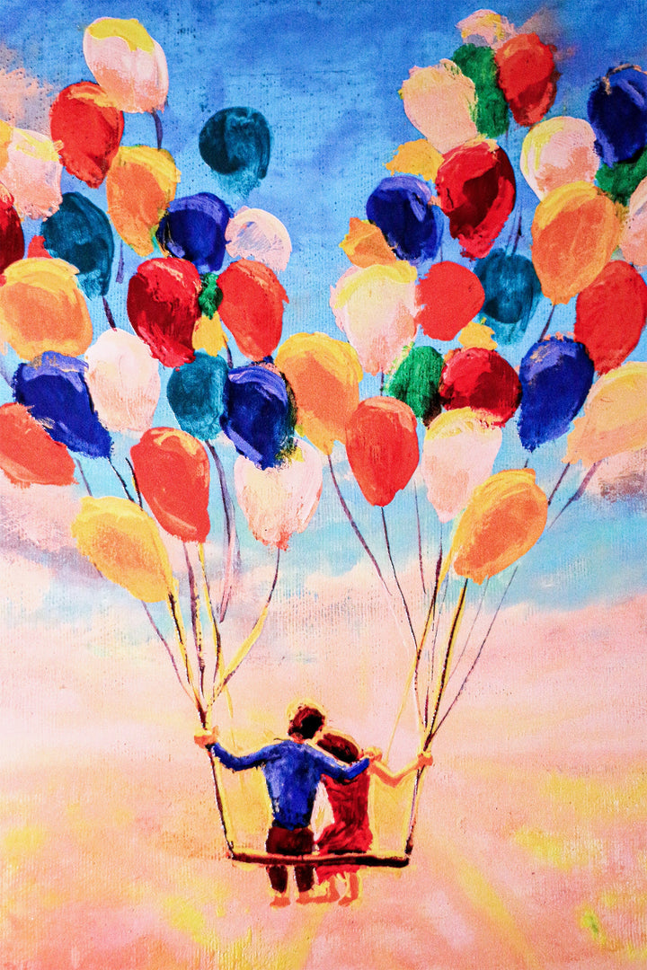 Balloon Heart Flight — 3D Haptic Embossed High-Gloss Luxury Wall Art Wall Decoration Insigne Art Design