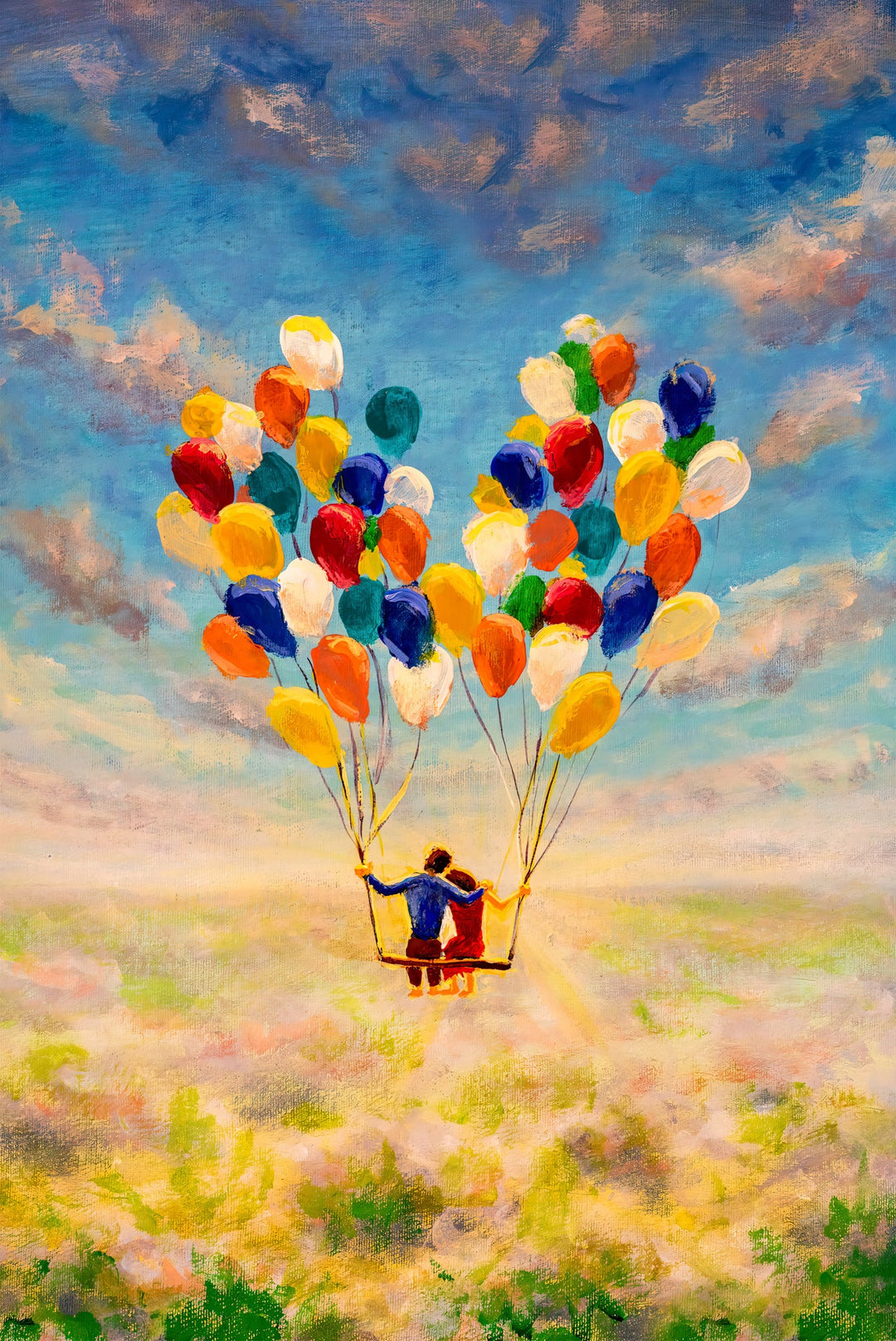 Balloon Heart Flight — 3D Haptic Embossed High-Gloss Luxury Wall Art Wall Decoration Insigne Art Design
