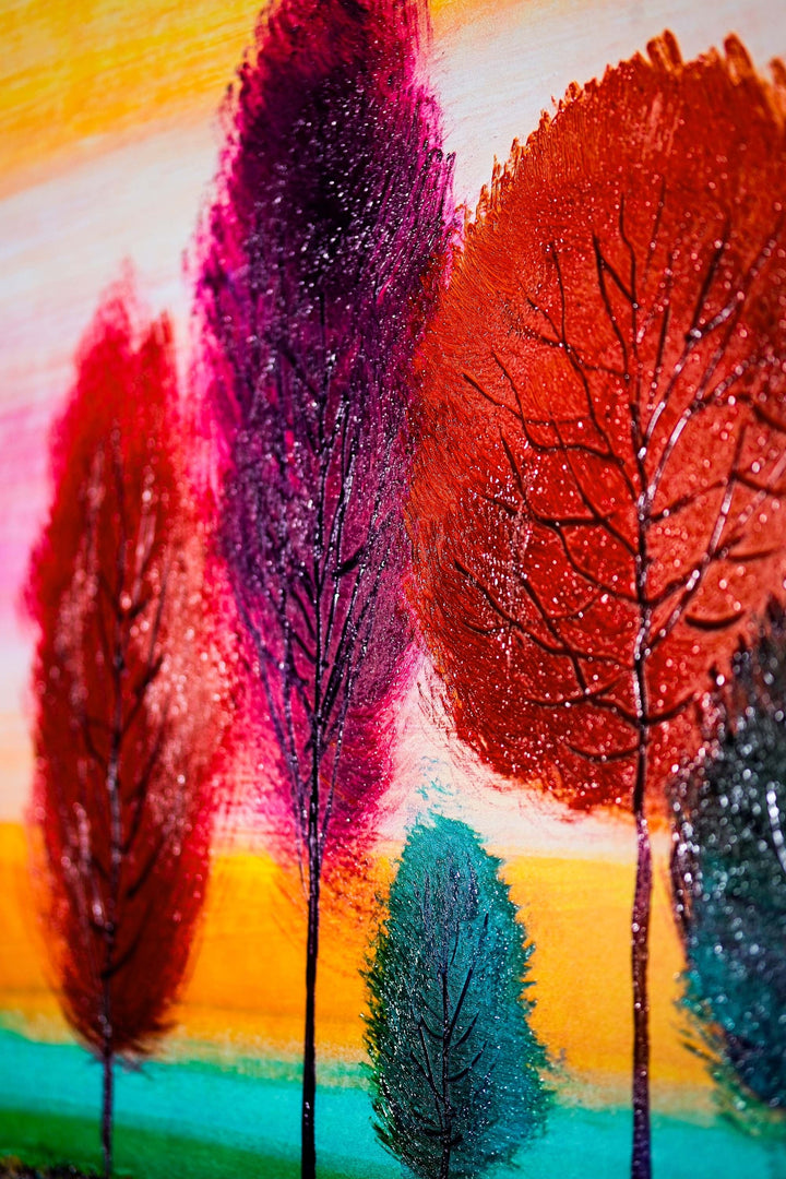 Radiant Chromatic Grove — 3D Haptic Embossed High-Gloss Luxury Wall Art Home &amp; Garden > Decor > Artwork > Posters, Prints, &amp; Visual Artwork Insigne Art Design
