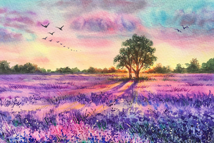 Lavender Sunset Tree — 3D Haptic Embossed High-Gloss Luxury Wall Art Home &amp; Garden > Decor > Artwork > Posters, Prints, &amp; Visual Artwork Insigne Art Design