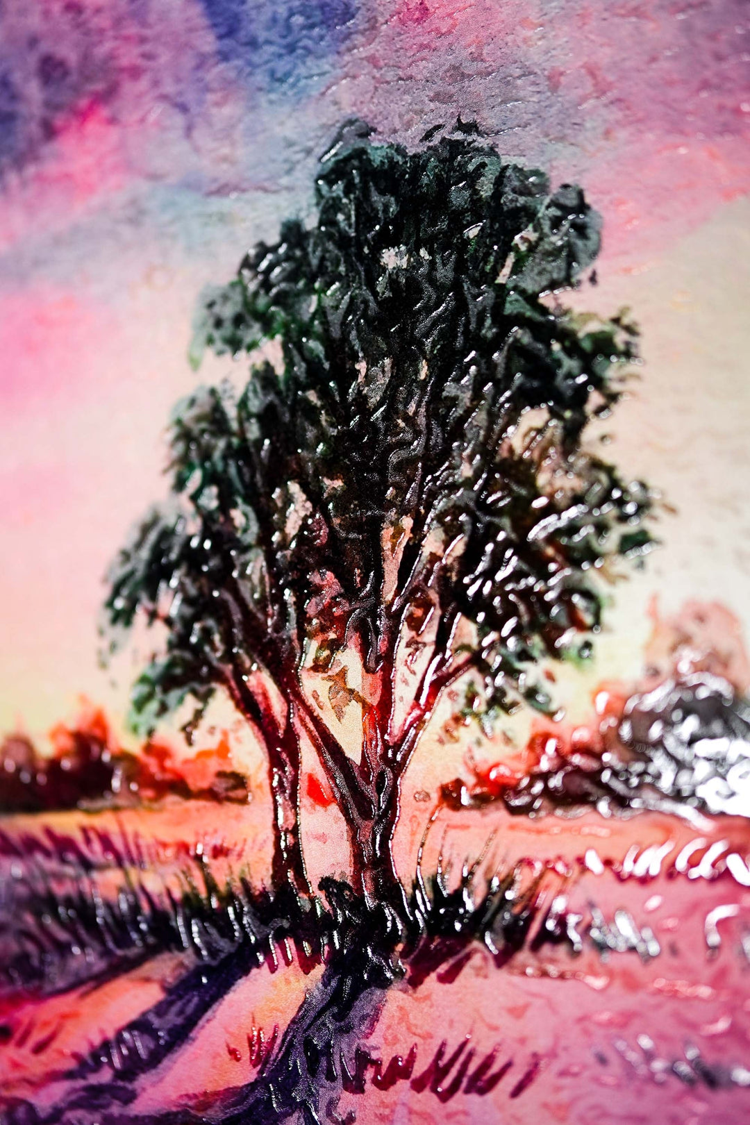 Lavender Sunset Tree — 3D Haptic Embossed High-Gloss Luxury Wall Art Home &amp; Garden > Decor > Artwork > Posters, Prints, &amp; Visual Artwork Insigne Art Design