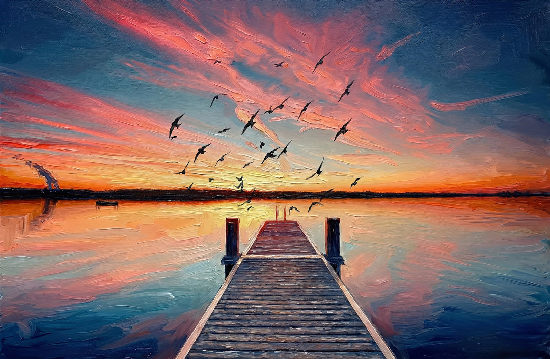 Twilight Pier Sojourn — 3D Haptic Embossed High-Gloss Luxury Wall Art Home & Garden > Decor > Artwork > Posters, Prints, & Visual Artwork Insigne Art Design