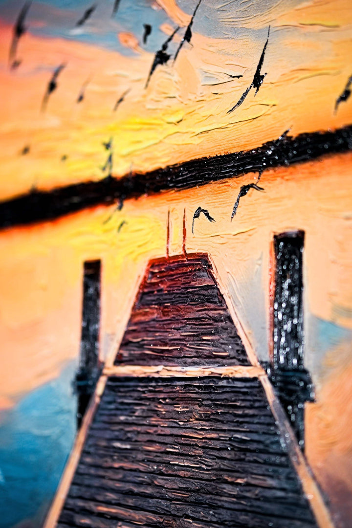 Twilight Pier Sojourn — 3D Haptic Embossed High-Gloss Luxury Wall Art Home &amp; Garden > Decor > Artwork > Posters, Prints, &amp; Visual Artwork Insigne Art Design