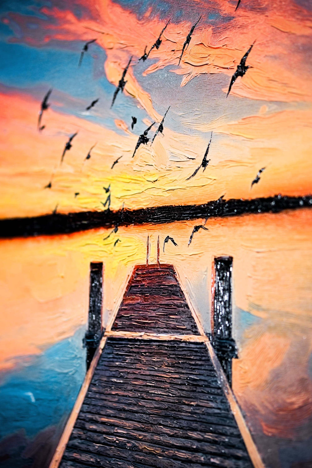 Twilight Pier Sojourn — 3D Haptic Embossed High-Gloss Luxury Wall Art Home &amp; Garden > Decor > Artwork > Posters, Prints, &amp; Visual Artwork Insigne Art Design