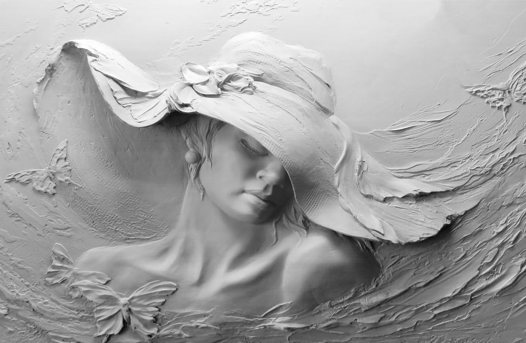 Alabaster Muse & Butterflies — 3D Haptic Embossed High-Gloss Luxury Wall Art Home & Garden > Decor > Artwork > Posters, Prints, & Visual Artwork Insigne Art Design