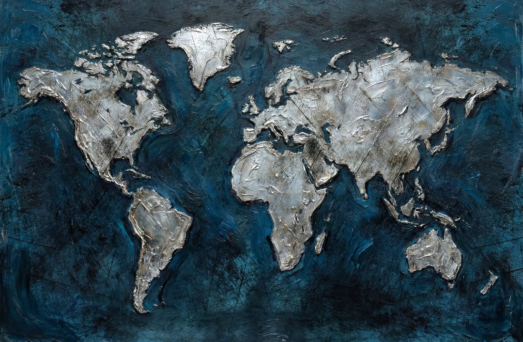 Sapphire Metallic Atlas — 3D Haptic Embossed High-Gloss Luxury Wall Art Home & Garden > Decor > Artwork > Posters, Prints, & Visual Artwork Insigne Art Design