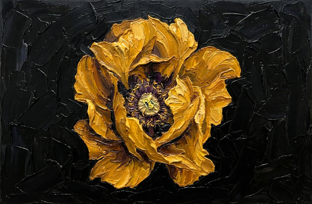 Gilded Obsidian Bloom — 3D Haptic Embossed High-Gloss Luxury Wall Art Home & Garden > Decor > Artwork > Posters, Prints, & Visual Artwork Insigne Art Design