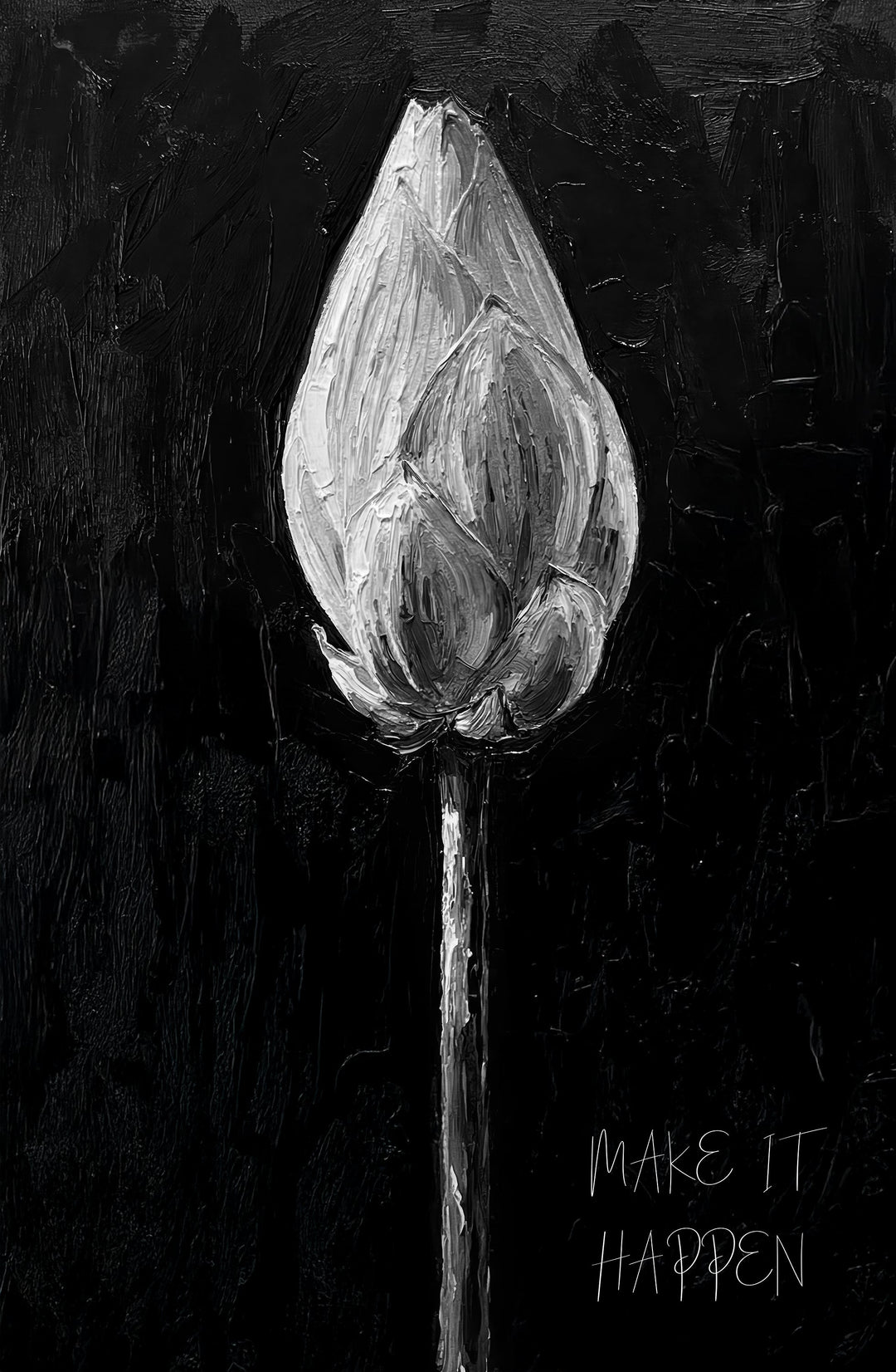 Monochrome Lotus Manifest — A Textured Vow in Black & White Home & Garden > Decor > Artwork > Posters, Prints, & Visual Artwork Insigne Art Design