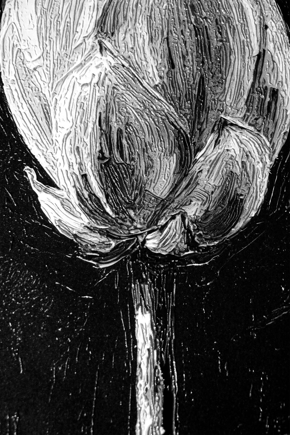 Monochrome Lotus Manifest — A Textured Vow in Black & White Home & Garden > Decor > Artwork > Posters, Prints, & Visual Artwork Insigne Art Design