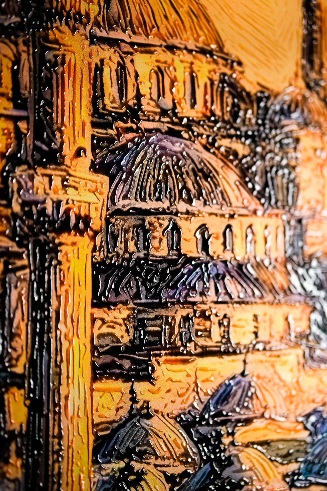 Golden Sunset Serenade: Blue Mosque — 3D Haptic Embossed High-Gloss Luxury Wall Art Home &amp; Garden > Decor > Artwork > Posters, Prints, &amp; Visual Artwork Insigne Art Design