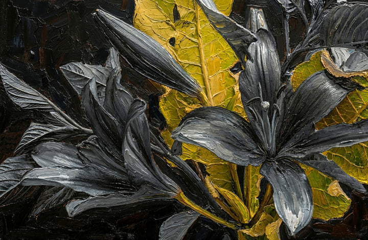 Noir Lilies &amp; Gilded Shadows — 3D Haptic Embossed High-Gloss Luxury Wall Art Home &amp; Garden > Decor > Artwork > Posters, Prints, &amp; Visual Artwork Insigne Art Design