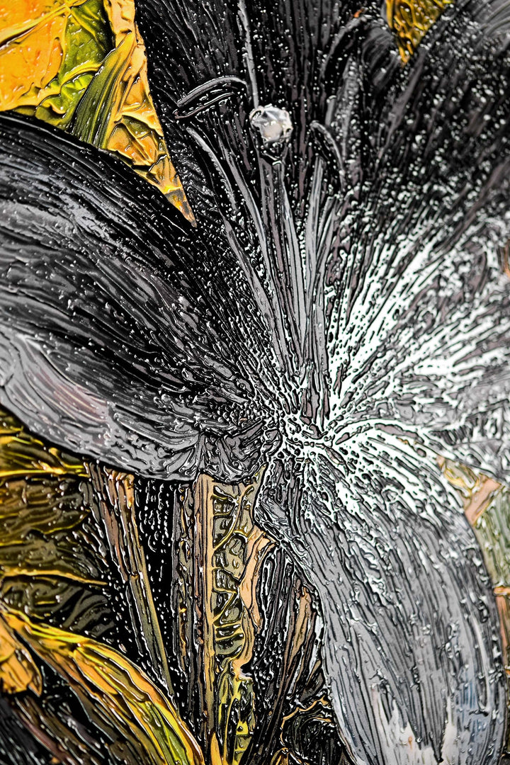 Noir Lilies &amp; Gilded Shadows — 3D Haptic Embossed High-Gloss Luxury Wall Art Home &amp; Garden > Decor > Artwork > Posters, Prints, &amp; Visual Artwork Insigne Art Design