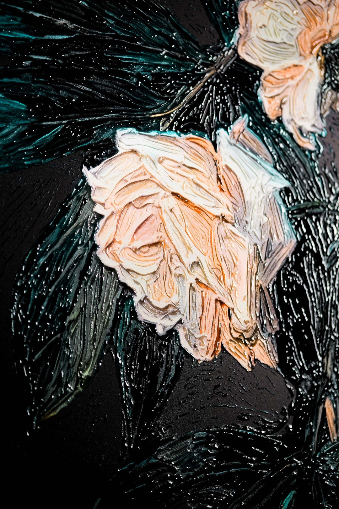 Midnight Peony &amp; Amber Lily — 3D Haptic Embossed High-Gloss Luxury Wall Art Home &amp; Garden > Decor > Artwork > Posters, Prints, &amp; Visual Artwork Insigne Art Design