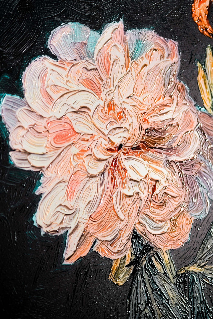 Midnight Peony &amp; Amber Lily — 3D Haptic Embossed High-Gloss Luxury Wall Art Home &amp; Garden > Decor > Artwork > Posters, Prints, &amp; Visual Artwork Insigne Art Design