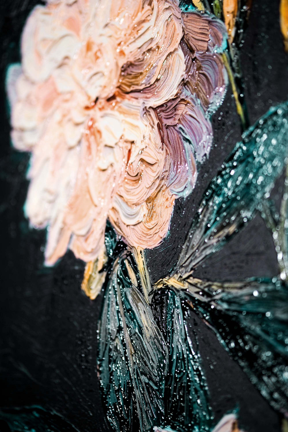 Midnight Peony & Amber Lily — 3D Haptic Embossed High-Gloss Luxury Wall Art Home & Garden > Decor > Artwork > Posters, Prints, & Visual Artwork Insigne Art Design