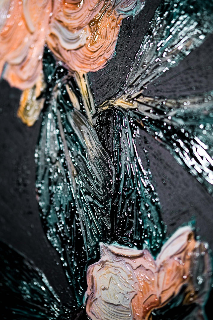 Midnight Peony &amp; Amber Lily — 3D Haptic Embossed High-Gloss Luxury Wall Art Home &amp; Garden > Decor > Artwork > Posters, Prints, &amp; Visual Artwork Insigne Art Design