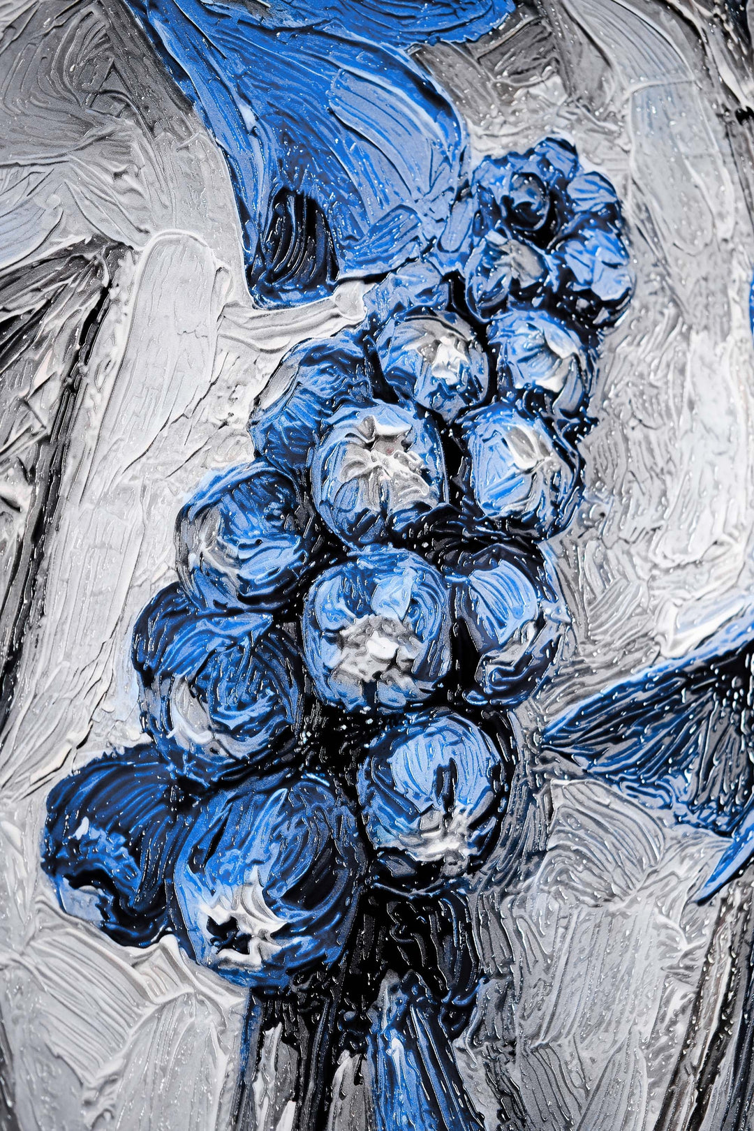 Sapphire Flora Relief — 3D Haptic Embossed High-Gloss Luxury Wall Art Home &amp; Garden > Decor > Artwork > Posters, Prints, &amp; Visual Artwork Insigne Art Design