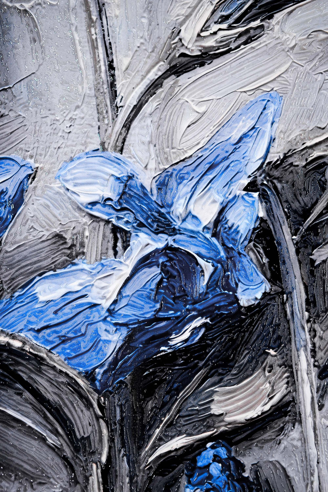 Sapphire Flora Relief — 3D Haptic Embossed High-Gloss Luxury Wall Art Home &amp; Garden > Decor > Artwork > Posters, Prints, &amp; Visual Artwork Insigne Art Design
